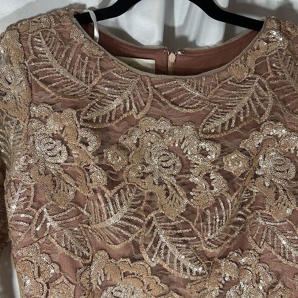 BHLDN  COCKTAIL DRESS SEQUINED EMBELLISHED NEW ROSE GOLD - Picture 8 of 9